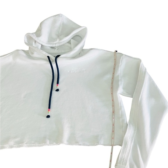 Woodley + Lowe Chic Crop White Hoodie with Navy Accents Size D - Picture 11 of 12